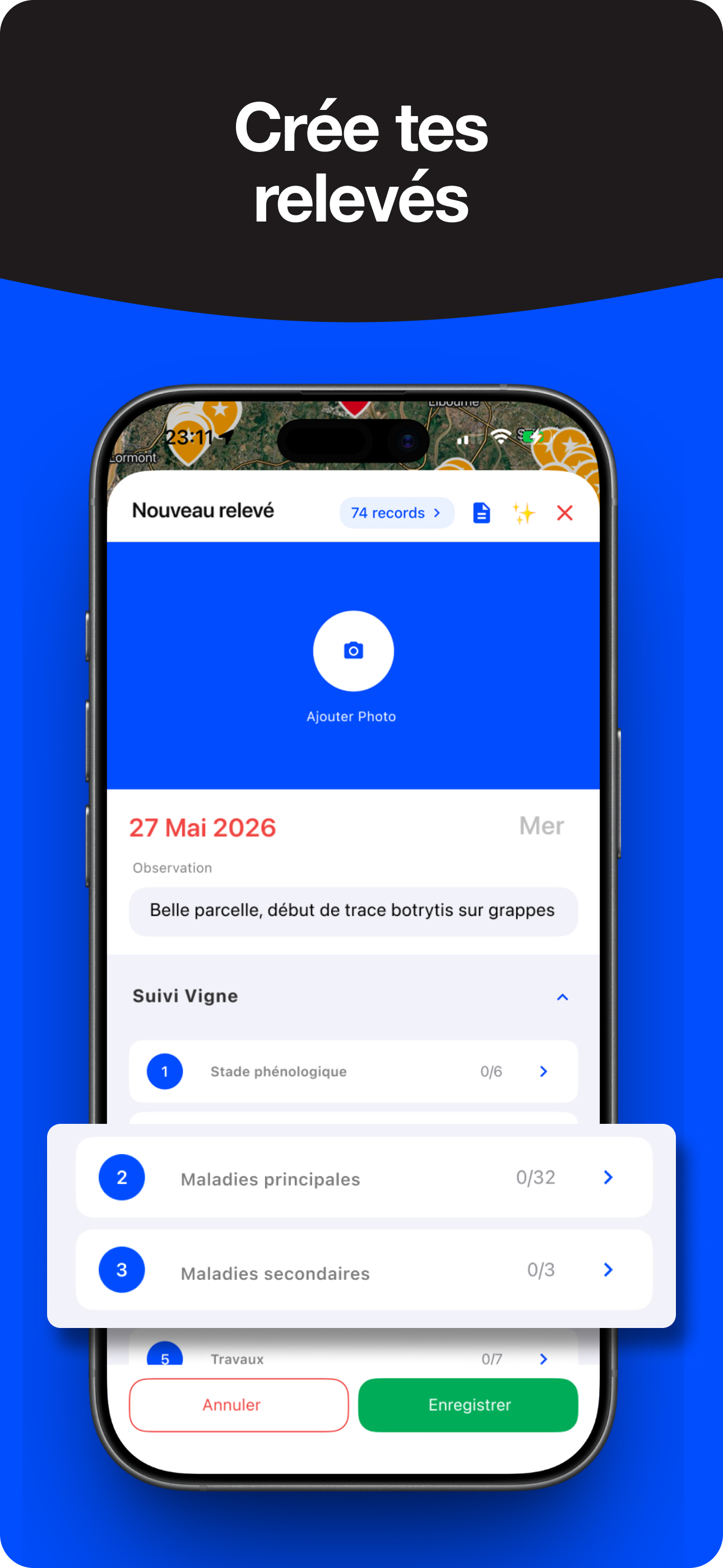 Formulaire de relevé viticole
